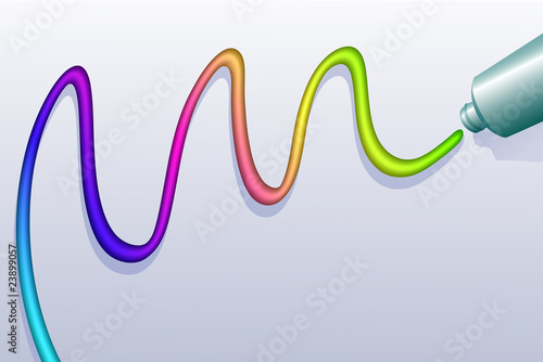 rainbow, drawing by tube of paint, vector illustration