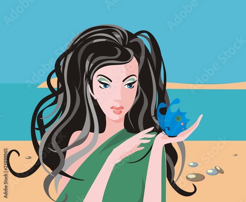 The girl with the butterfly