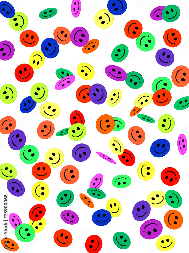 Pluie de smileys colorés Pluie de smileys colorés