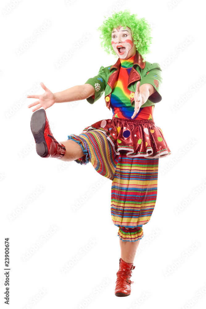 Funny posing female clown