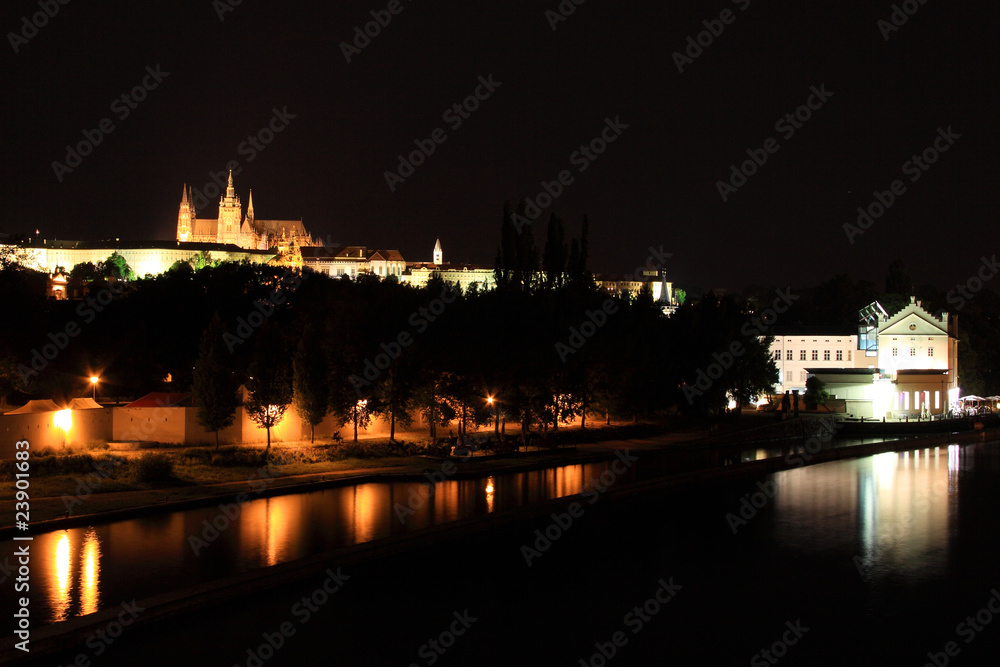 Night Prague with the gothic Castle