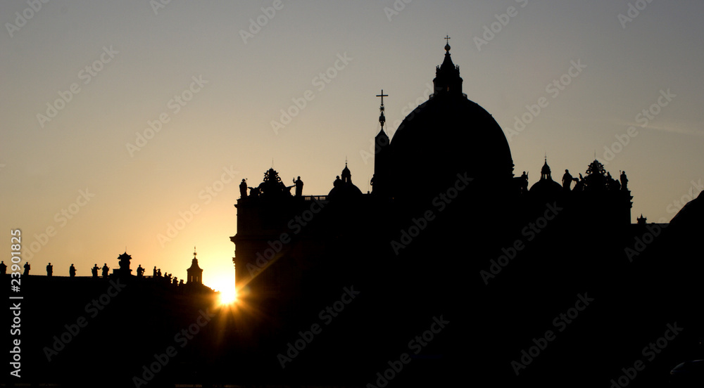 Rome - silhouette of st. Peters cathedral in sunset