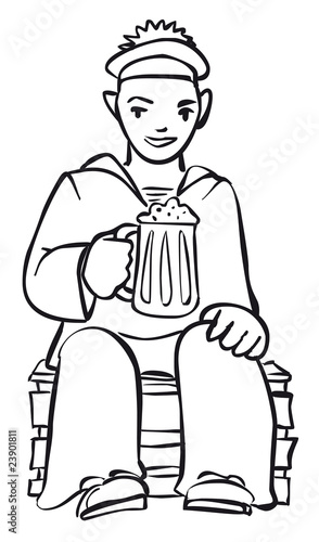 Seaman with a beer mug