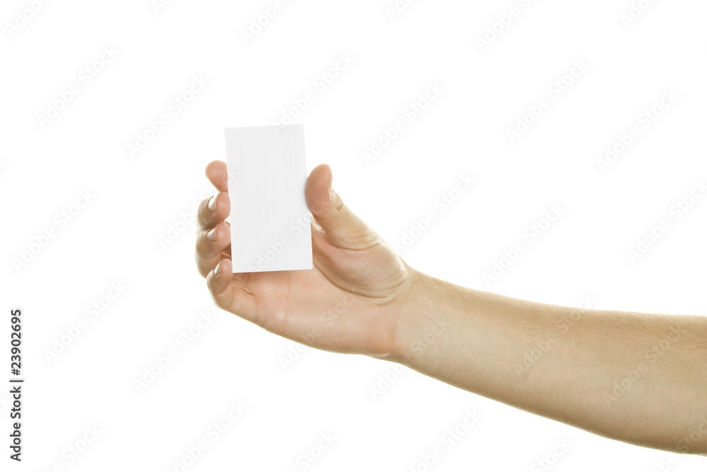 Business card in a man's hand Business card in a man's hand
