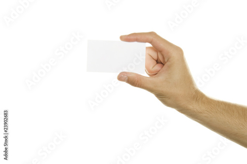Business card in a man's hand