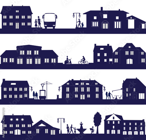 vie urbaine avec maison , bus et tramway