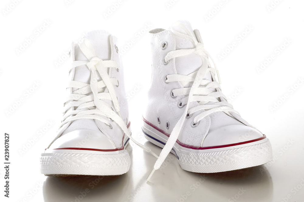 White Sneakers on White Background White Sneakers on White Background