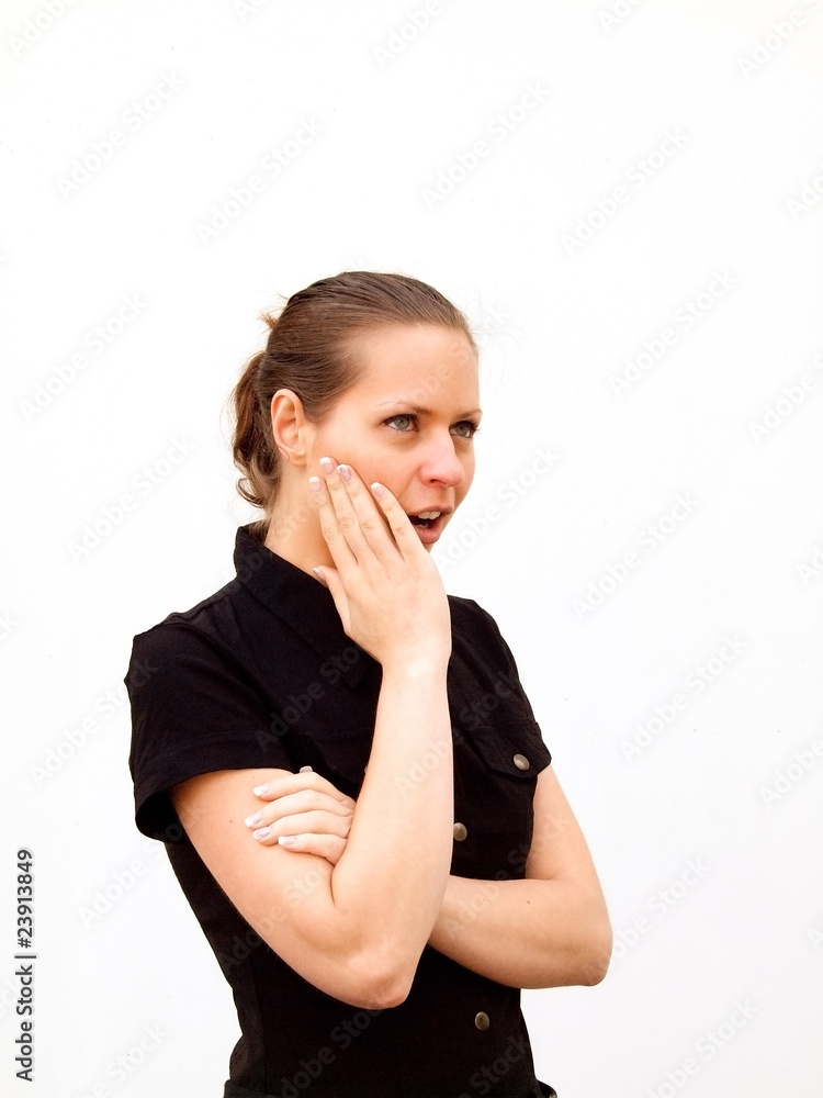 Businessfrau mit erstauntem Blick Businessfrau mit erstauntem Blick