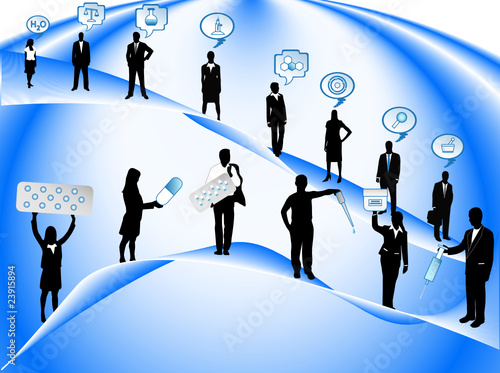 Illustration of people and pharmacy