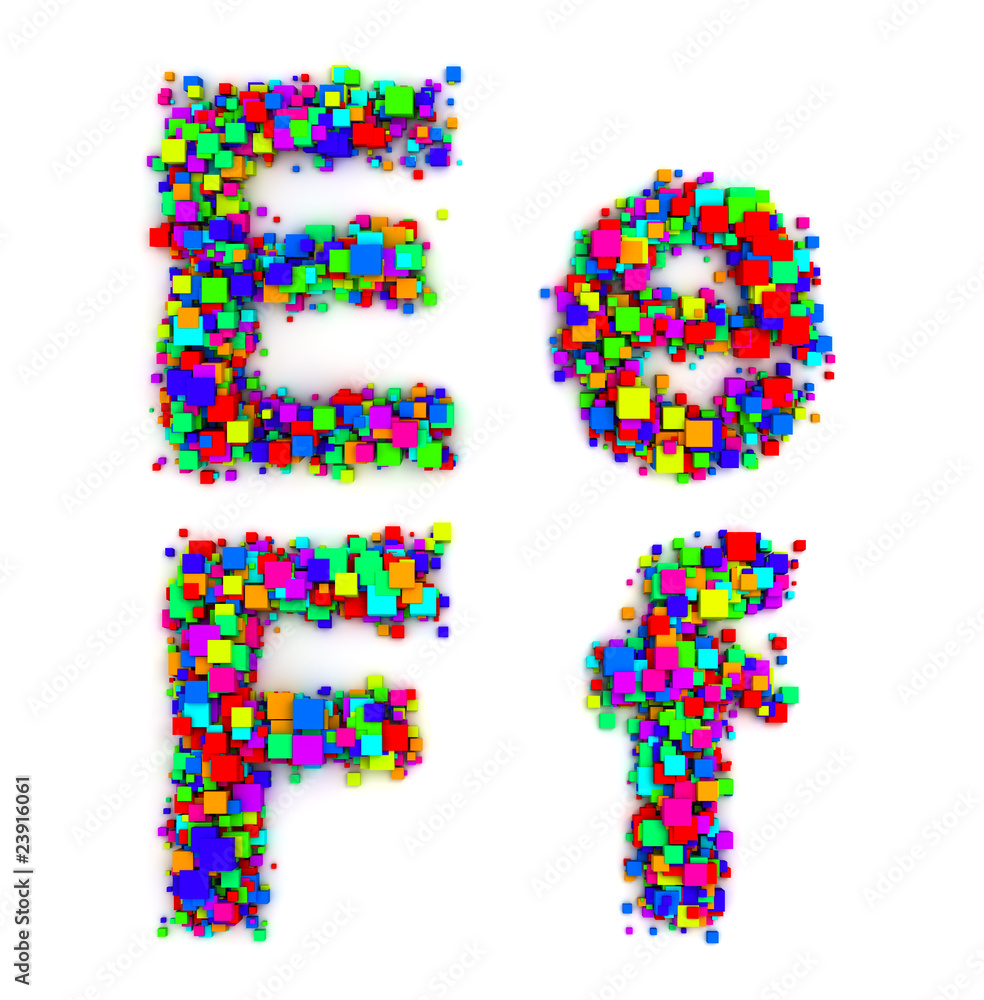 Letters made of colorful boxes Letters made of colorful boxes