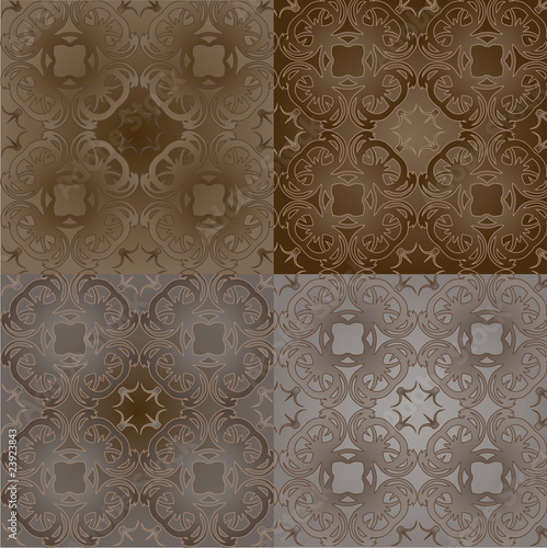Seamless backgrounds set with vintage decorative patterns.