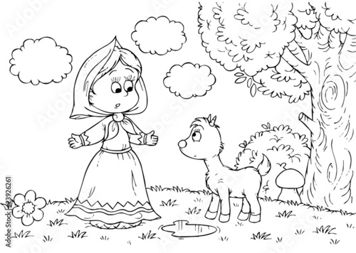 Girl and goatling