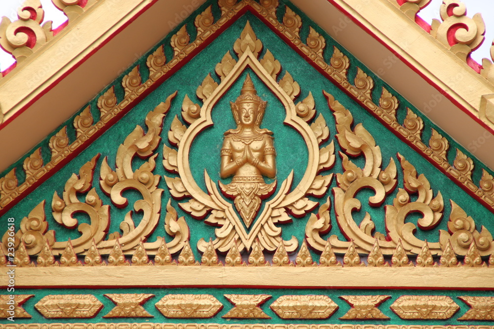 art on gable of temple, Wat Non Moang, Borabue, Mahasarakam