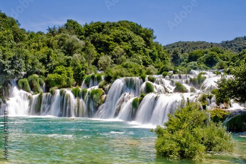 Landscape of a waterfall in Krka national park in Croatia