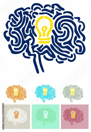 brain with light bulb