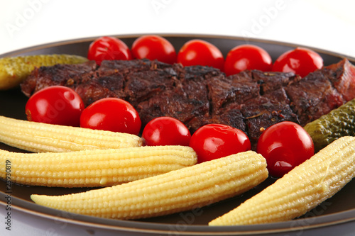 red beef meat served with corns