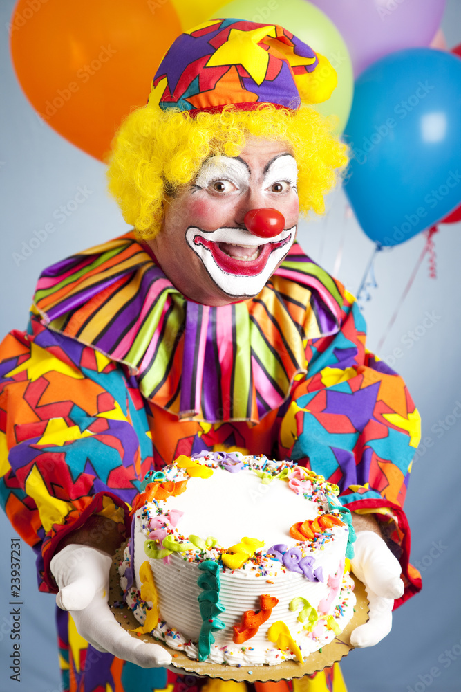 Happy Birthday Clown with Cake