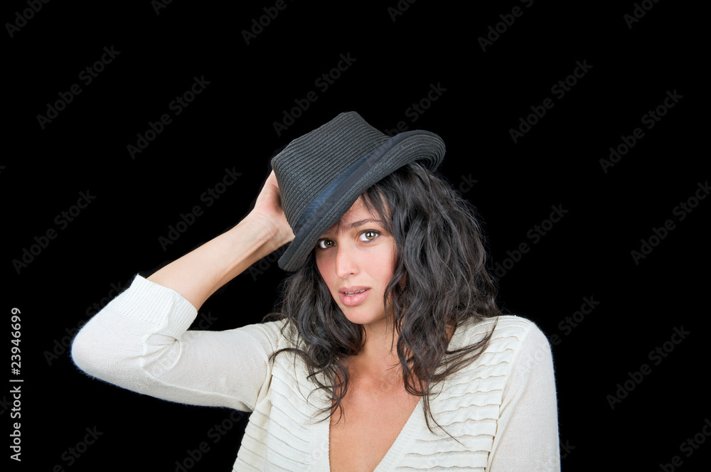 Beautiful woman wearing a hat. Beautiful woman wearing a hat.