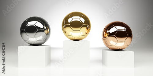 Foto Fussball Siegerpodest Pokal