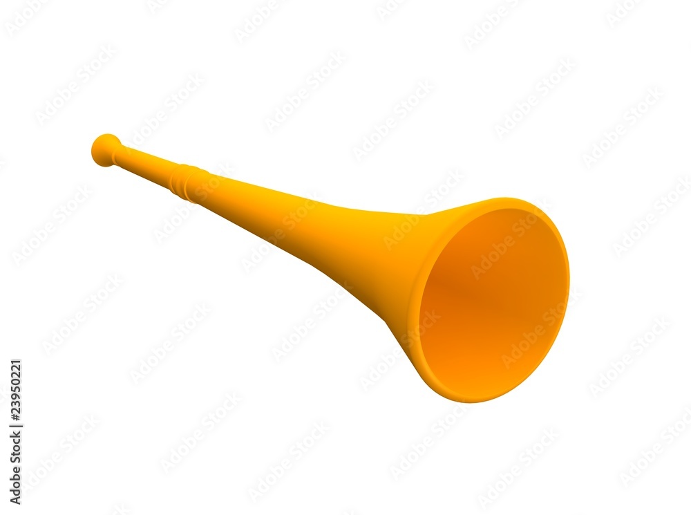 Orange vuvuzela trumpet. 3d rendered illustration. Stock Illustration