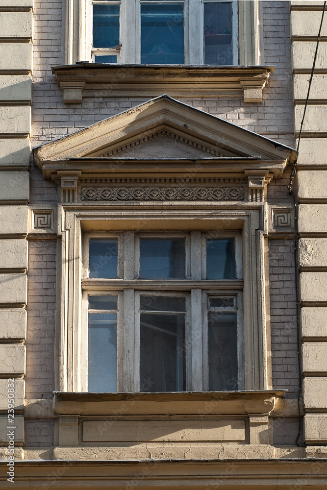 Old window in historic center of Moscow, Russia.