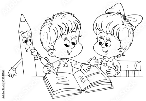 Children reading a book