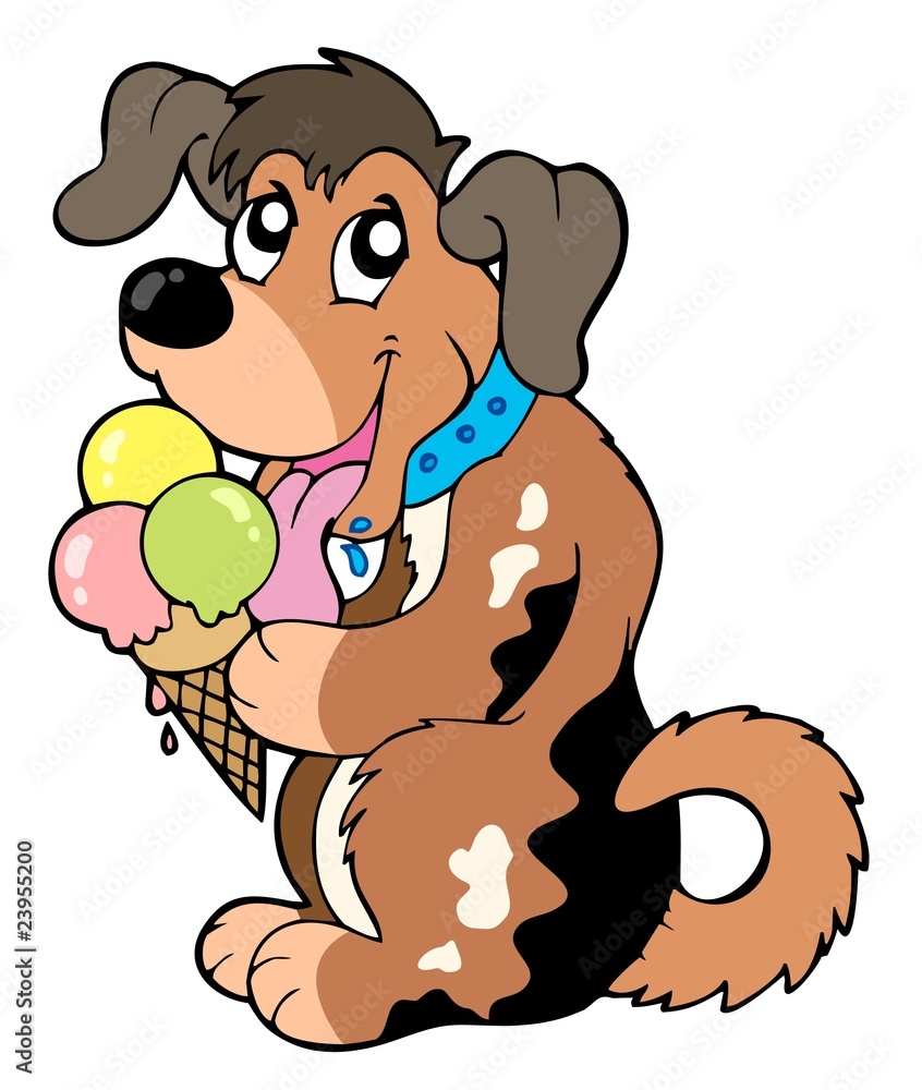 Cartoon dog eating ice cream Stock Vector Adobe Stock