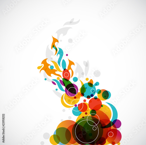 rainbow circles changing to flames