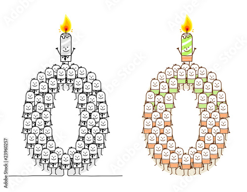 cartoon candles number 0