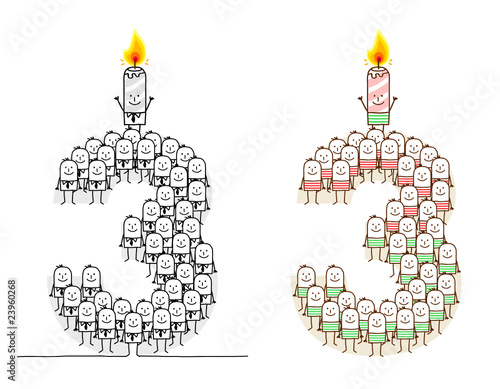cartoon candles number 3