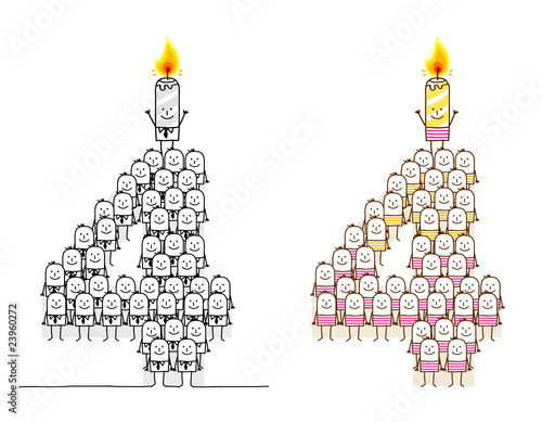 cartoon candles number 4