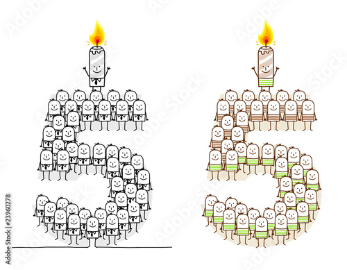 cartoon candles number 5
