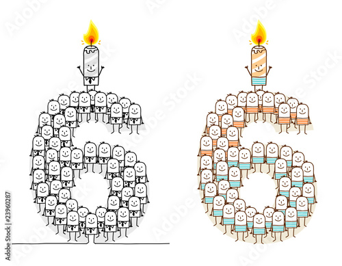cartoon candles number 6