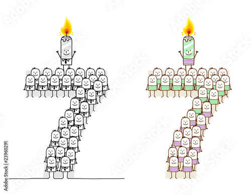 cartoon candles number 7