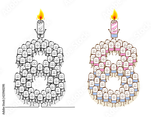 cartoon candles number 8