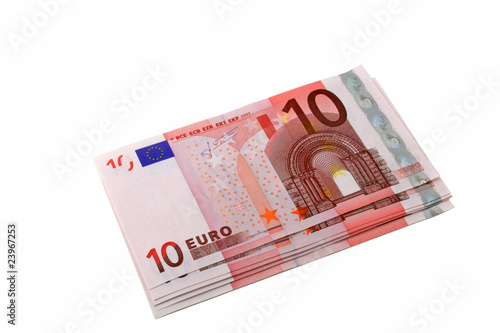 isolated pile of ten euros