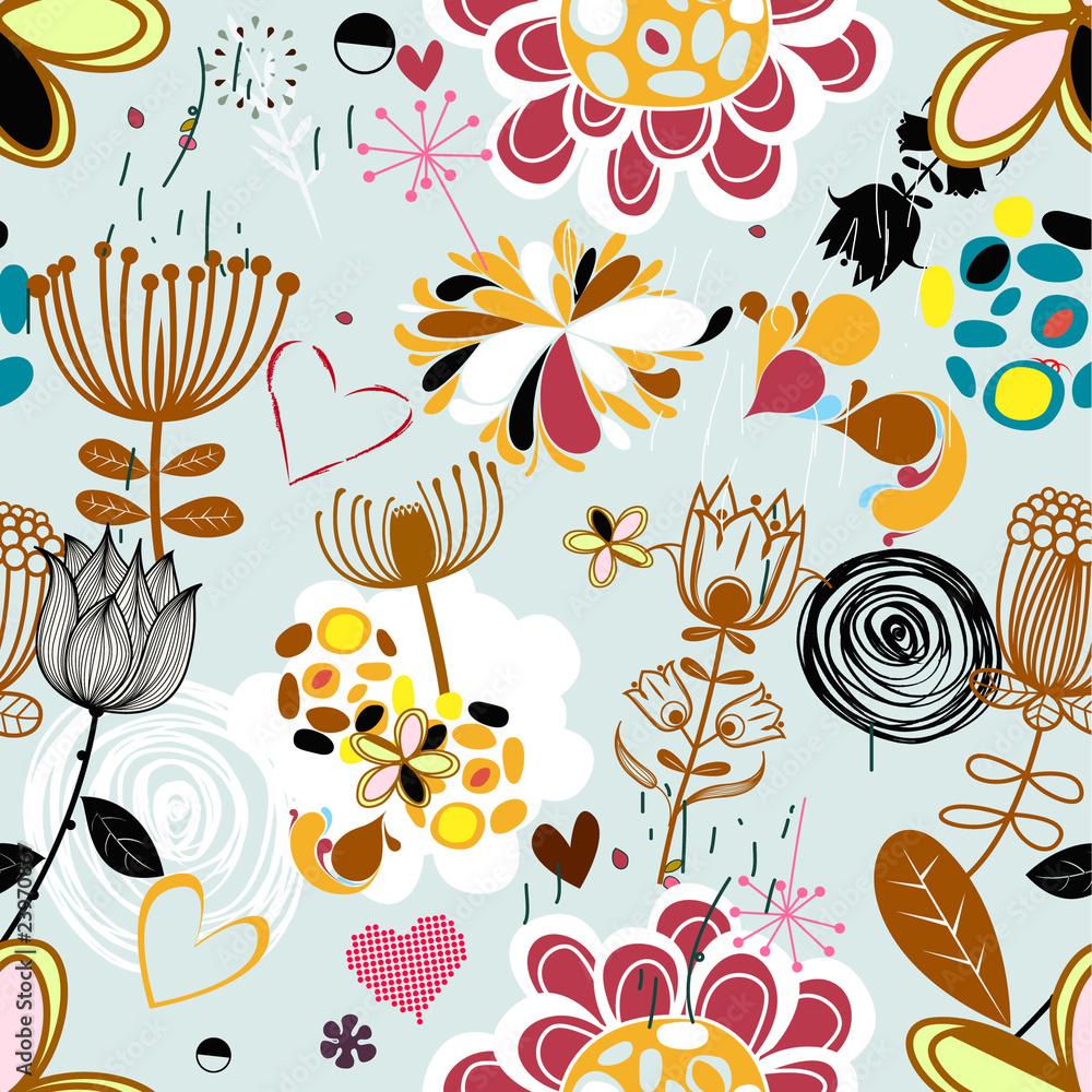 Floral seamless pattern in retro style Floral seamless pattern in retro style