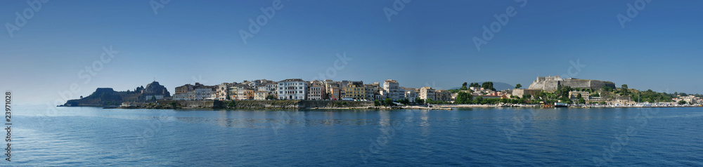 panorama of capital corfu town