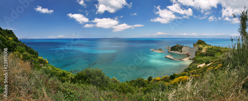 panorama view to cape drasitis on corfu island, greece