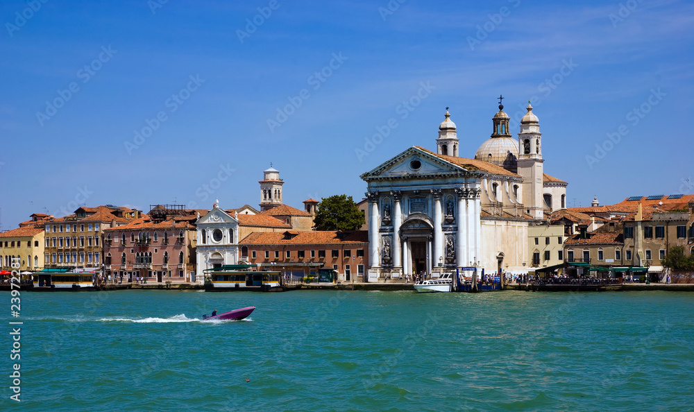 The scenery of Venice from a boat, Italy