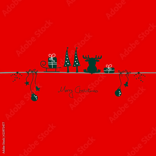 Christmas Card Reindeer Red