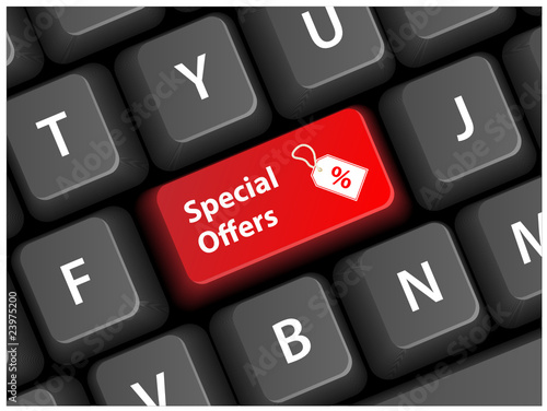 SPECIAL OFFERS Key on Keyboard (button sales tag shopping label)