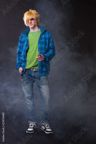 fashion emo boy posing