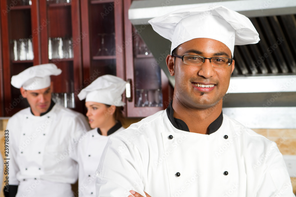 indian chef with colleagues indian chef with colleagues