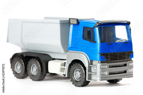 Toy car truck isolated on white background.