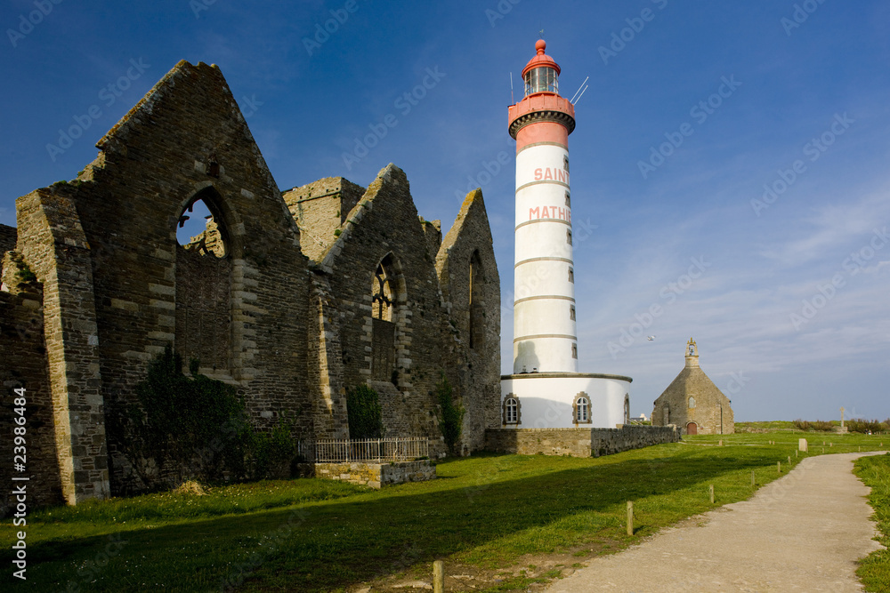 lighthouse and monastery, Saint Mathieu, Brittany, France