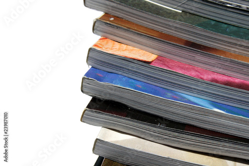 colorful magazines close up