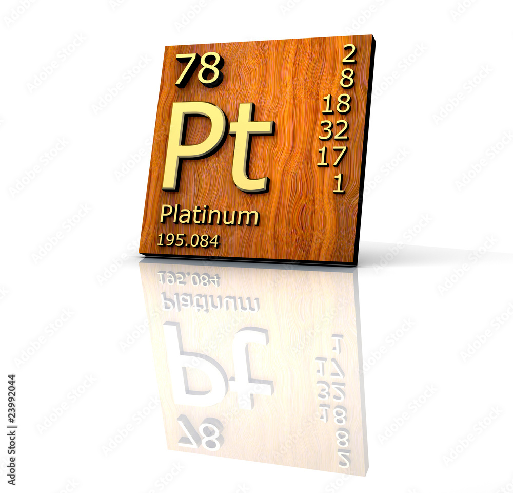 Platinum form Periodic Table of Elements - wood board