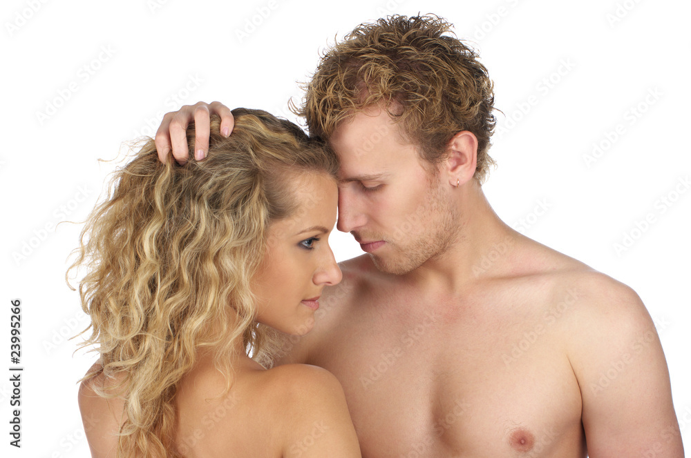 Closeup portrait of young beautiful naked couple Closeup portrait of young beautiful naked couple
