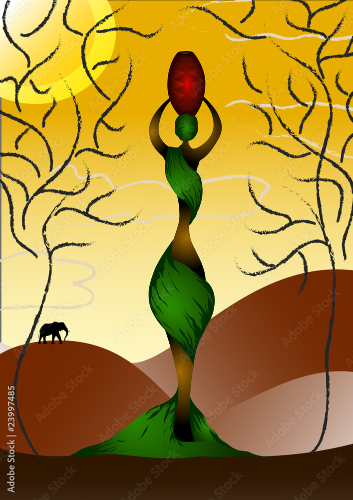 african lady with a pot